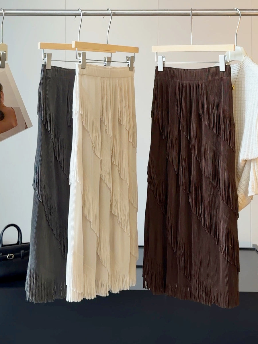 Bohemian Asymmetrical Tassel-trimmed Mini Skirt for Trendsetters