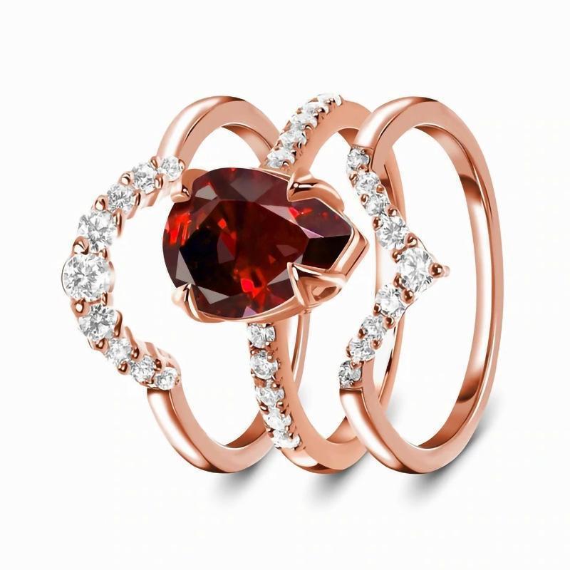 Elegant Rose Gold Ring with Imitation Garnet for Every Occasion