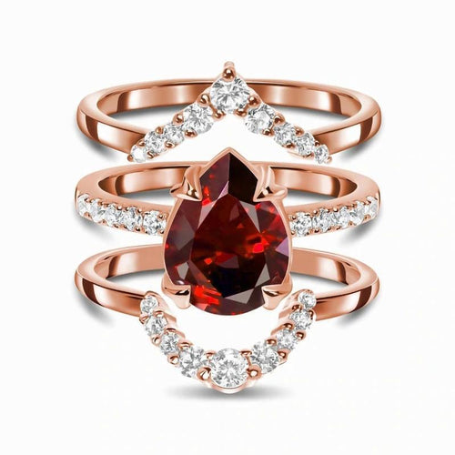 Elegant Rose Gold Ring with Imitation Garnet for Every Occasion