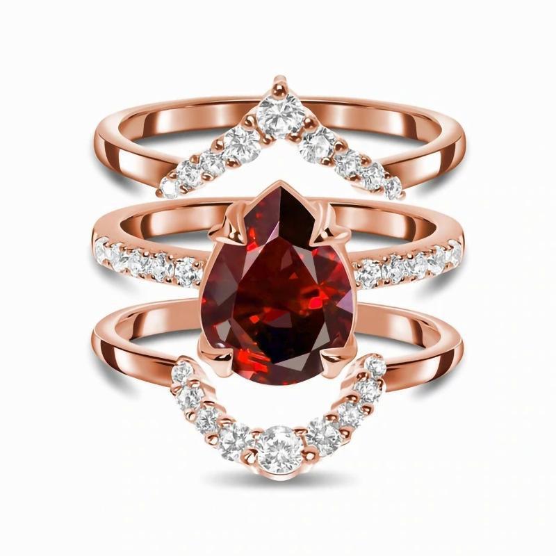 Elegant Rose Gold Ring with Imitation Garnet for Every Occasion