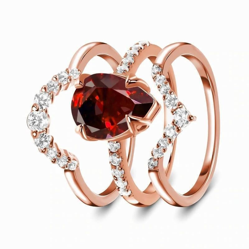 Elegant Rose Gold Ring with Imitation Garnet for Every Occasion