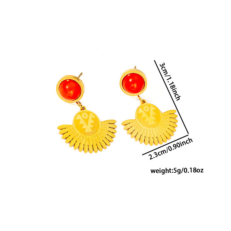 Geometric Square Tassel Butterfly Stainless Steel Earrings