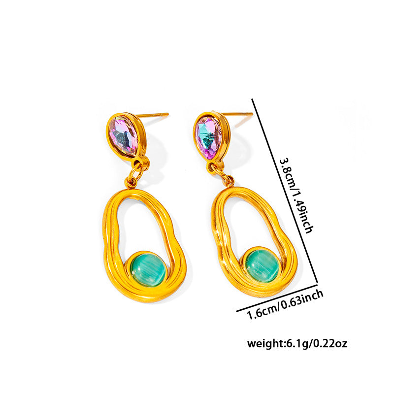 Geometric Square Tassel Butterfly Stainless Steel Earrings