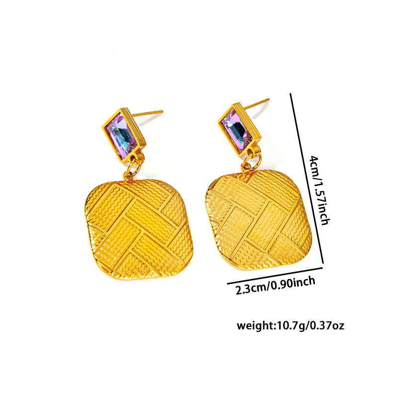 Geometric Square Tassel Butterfly Stainless Steel Earrings