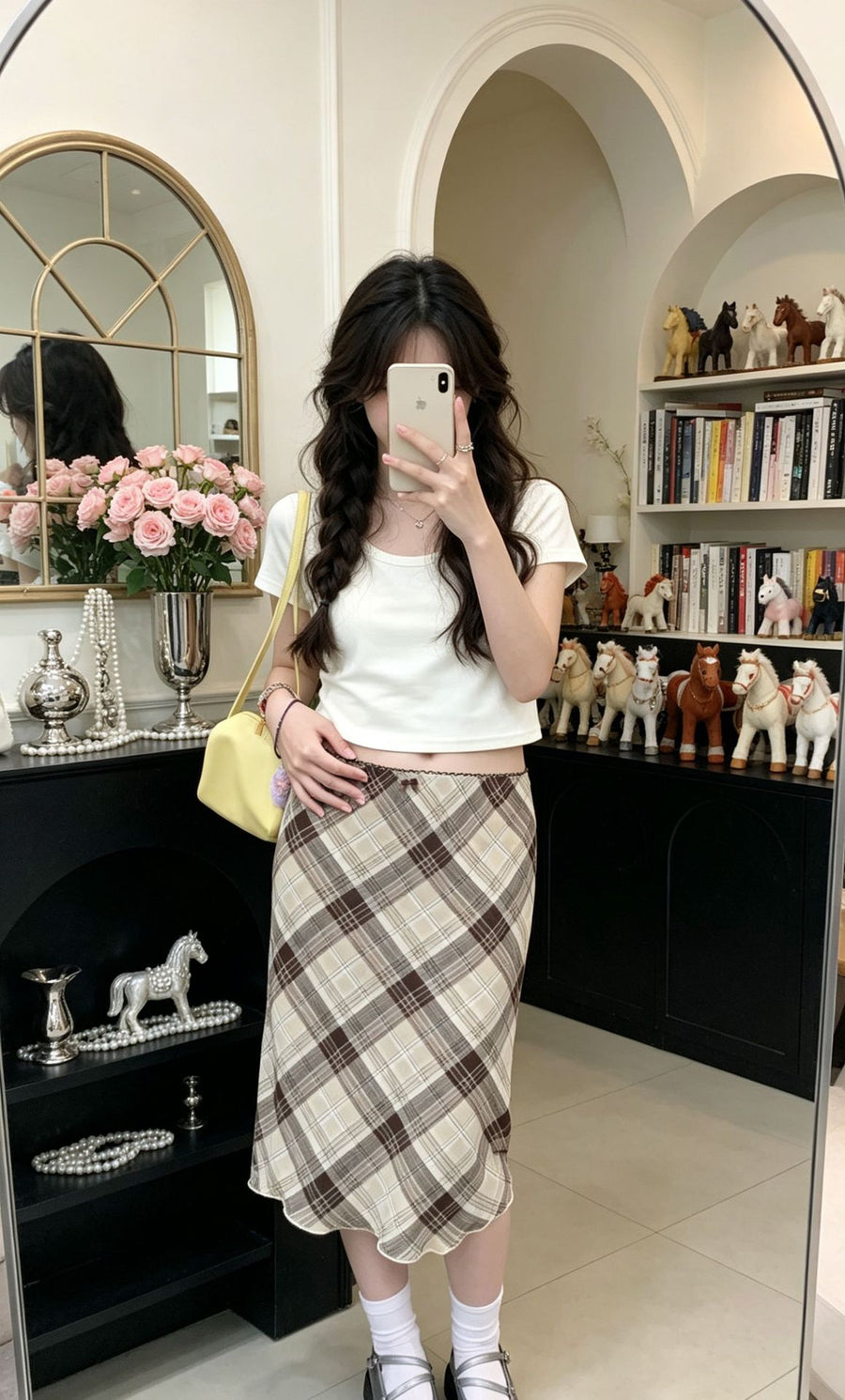 Bow-knot Ribbon Mesh Plaid Skirt for Women - Trendy Mini Skirt