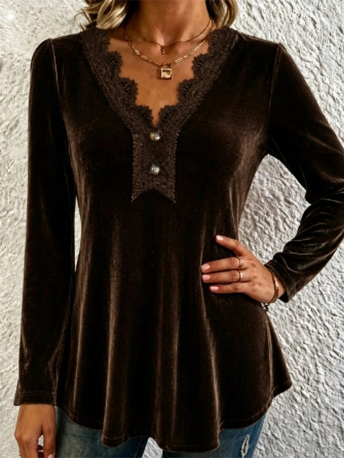 V-neck Stylish Casual Office Button-down Long-sleeve Shirt