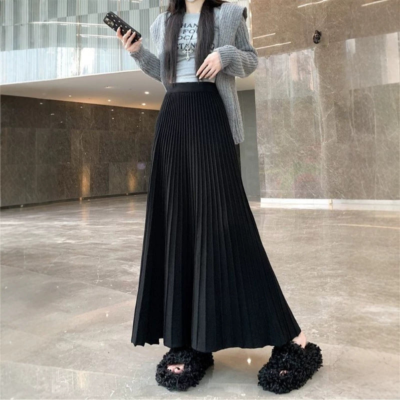 Pleated Knit Mini Skirt - High-Waisted & Flared Style