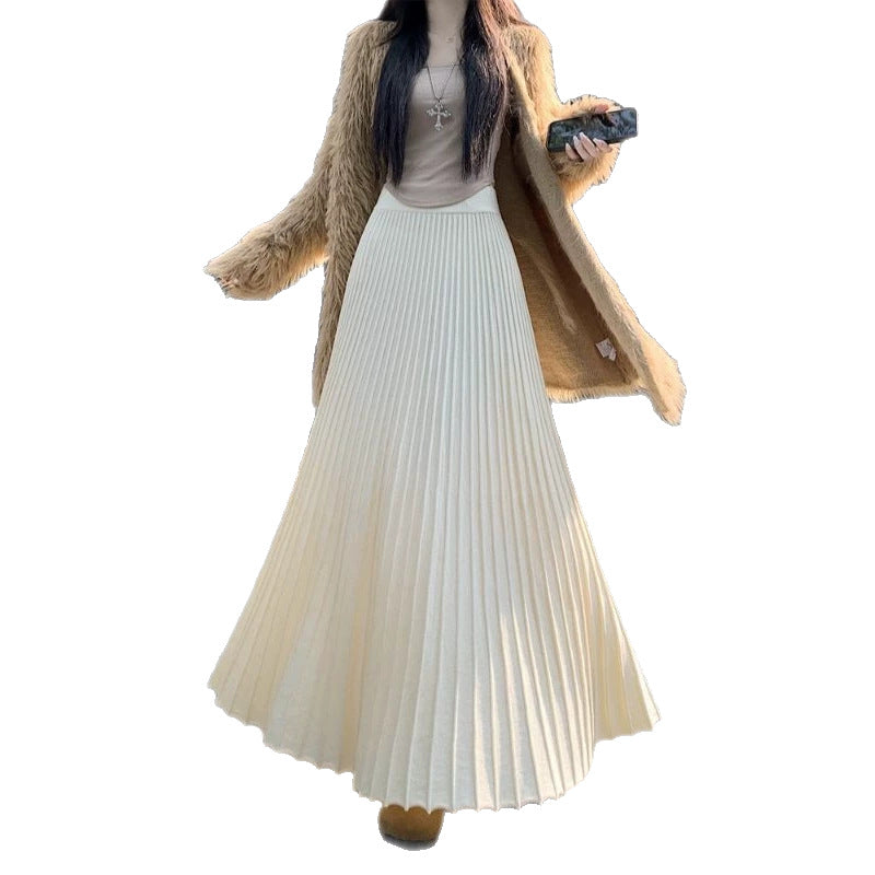 Pleated Knit Mini Skirt - High-Waisted & Flared Style