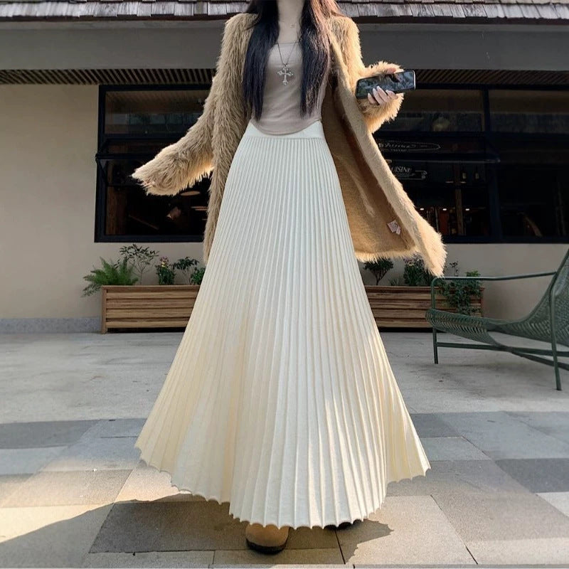 Pleated Knit Mini Skirt - High-Waisted & Flared Style