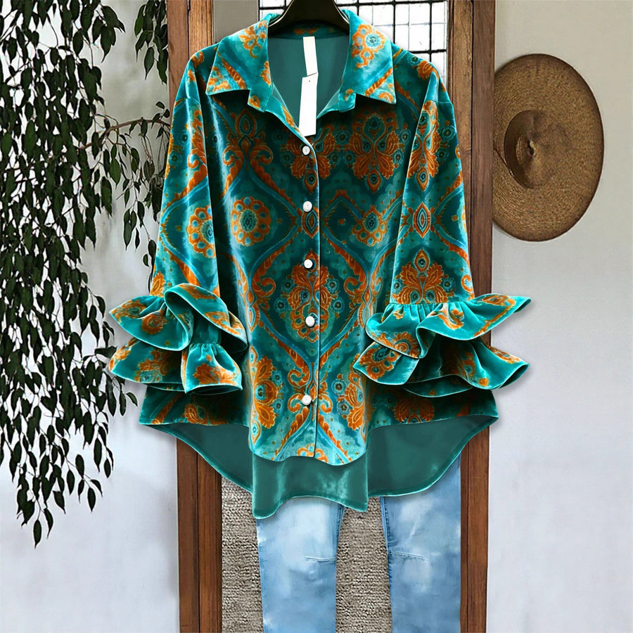 Casual Women's Ruffled-Edge Shirt for Effortless Style