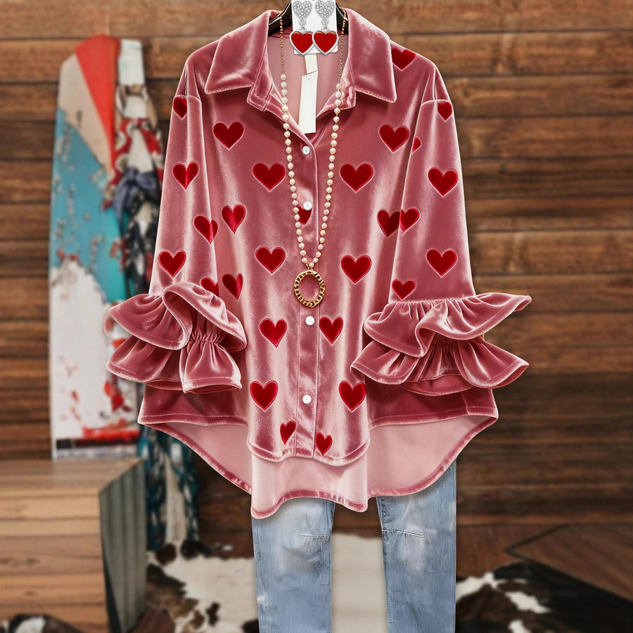Casual Women's Ruffled-Edge Shirt for Effortless Style
