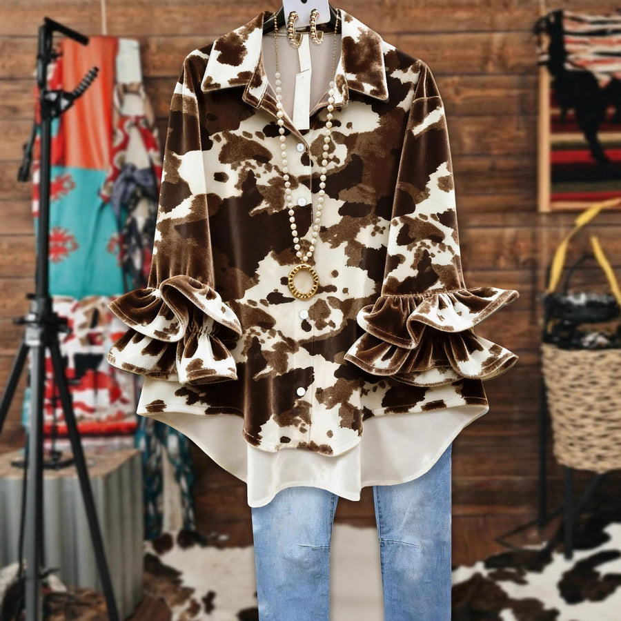Casual Women's Ruffled-Edge Shirt for Effortless Style
