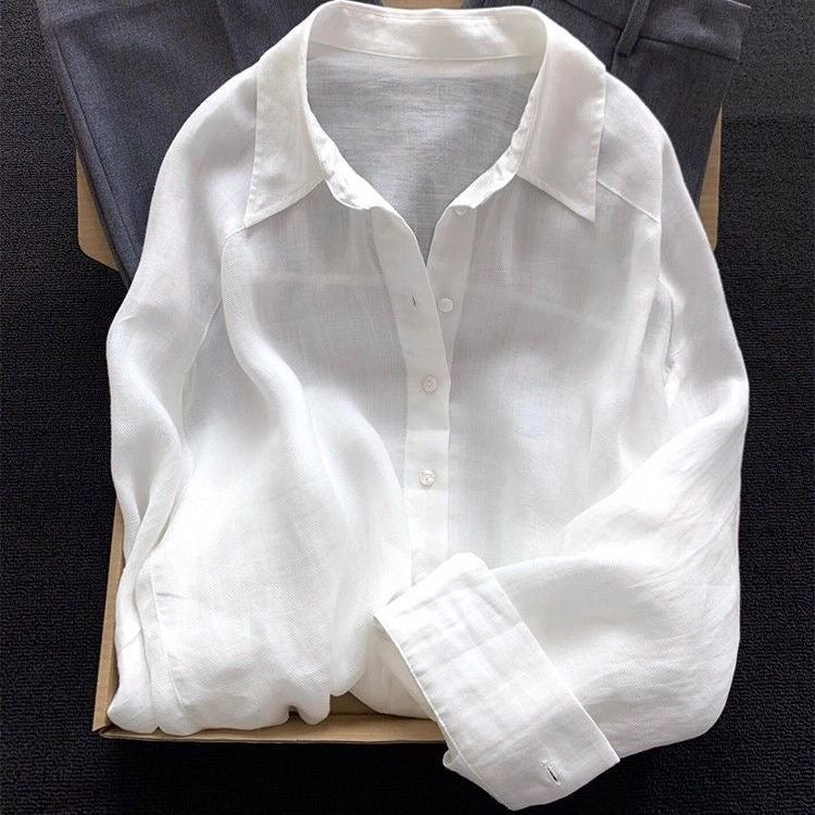Stylish Solid-Color Ramie Blouse for Women - Perfect Fit