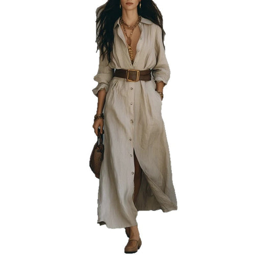 V-neck Long Shirt Dress for Women - Effortless Style