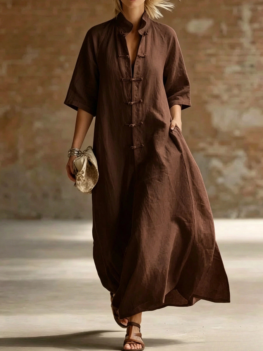 Womens Casual Minimalist Solid-Color Short-Sleeve Dress