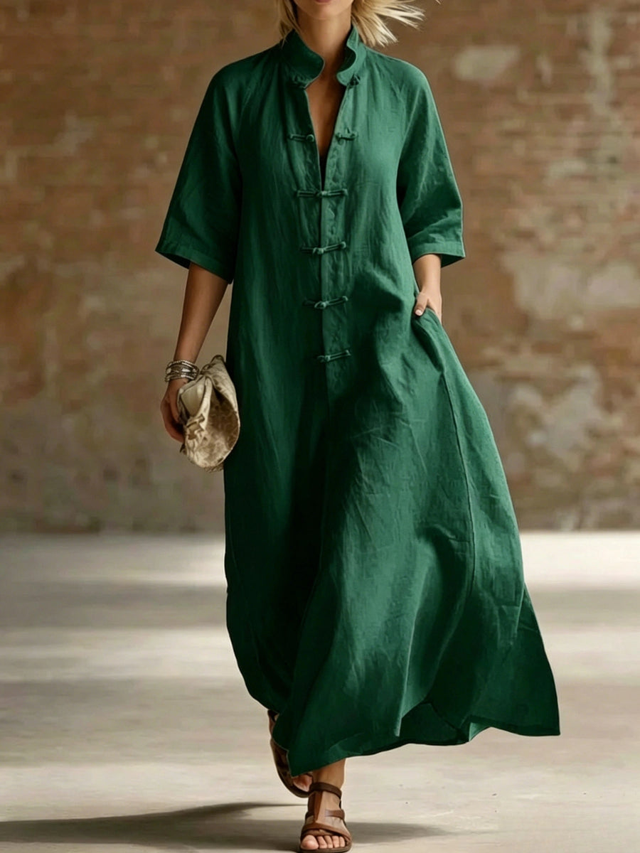 Womens Casual Minimalist Solid-Color Short-Sleeve Dress