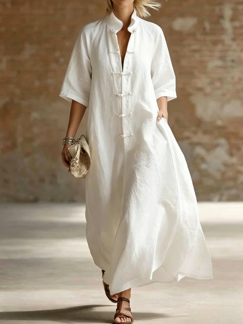 Womens Casual Minimalist Solid-Color Short-Sleeve Dress