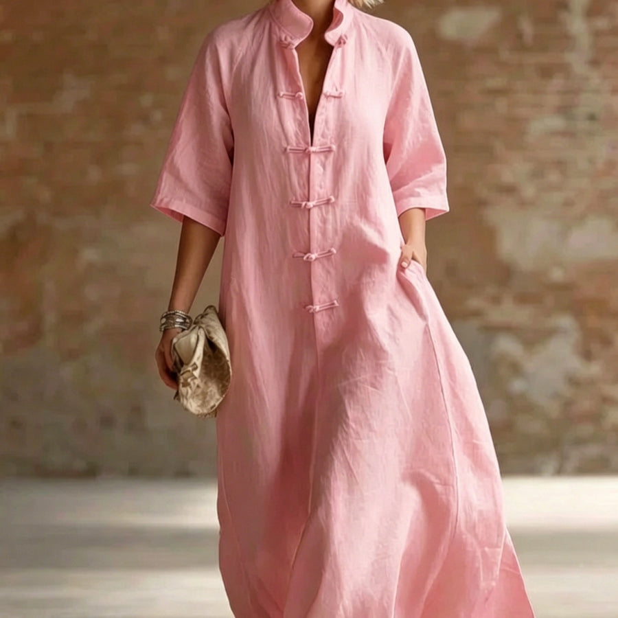Womens Casual Minimalist Solid-Color Short-Sleeve Dress