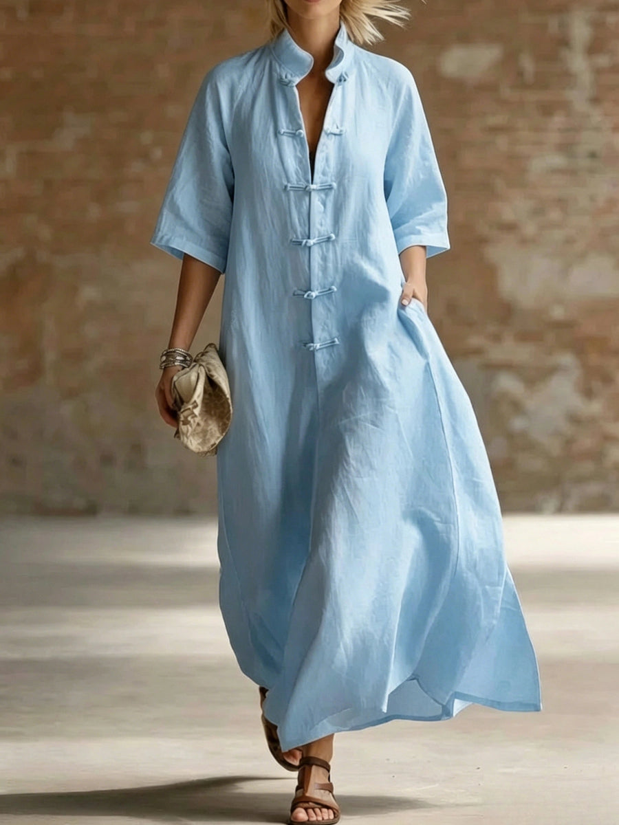 Womens Casual Minimalist Solid-Color Short-Sleeve Dress