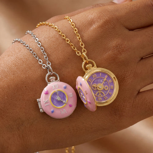 Charming Donut Pocket Watch Necklace for Women