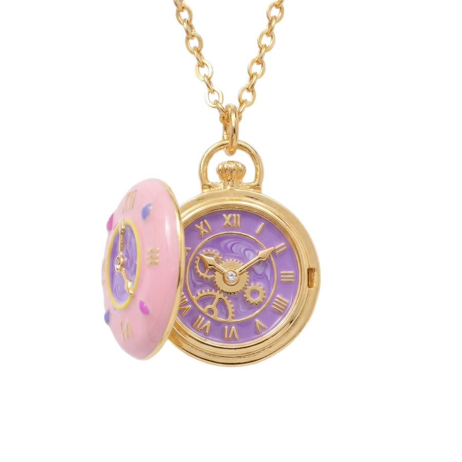 Charming Donut Pocket Watch Necklace for Women