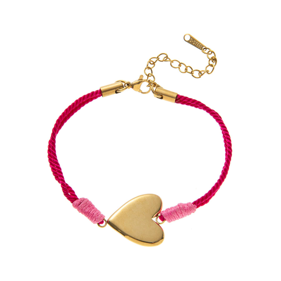 Stainless Steel Heart and Sun Colorful Rope Bracelet