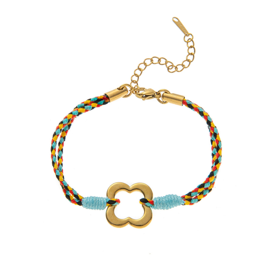 Stainless Steel Heart and Sun Colorful Rope Bracelet