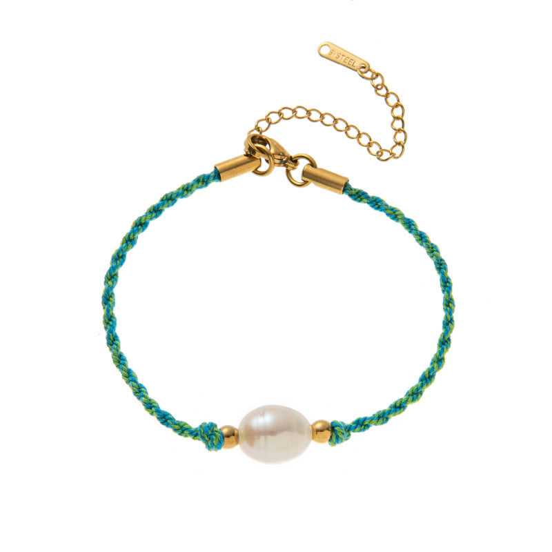 Stainless Steel Heart and Sun Colorful Rope Bracelet