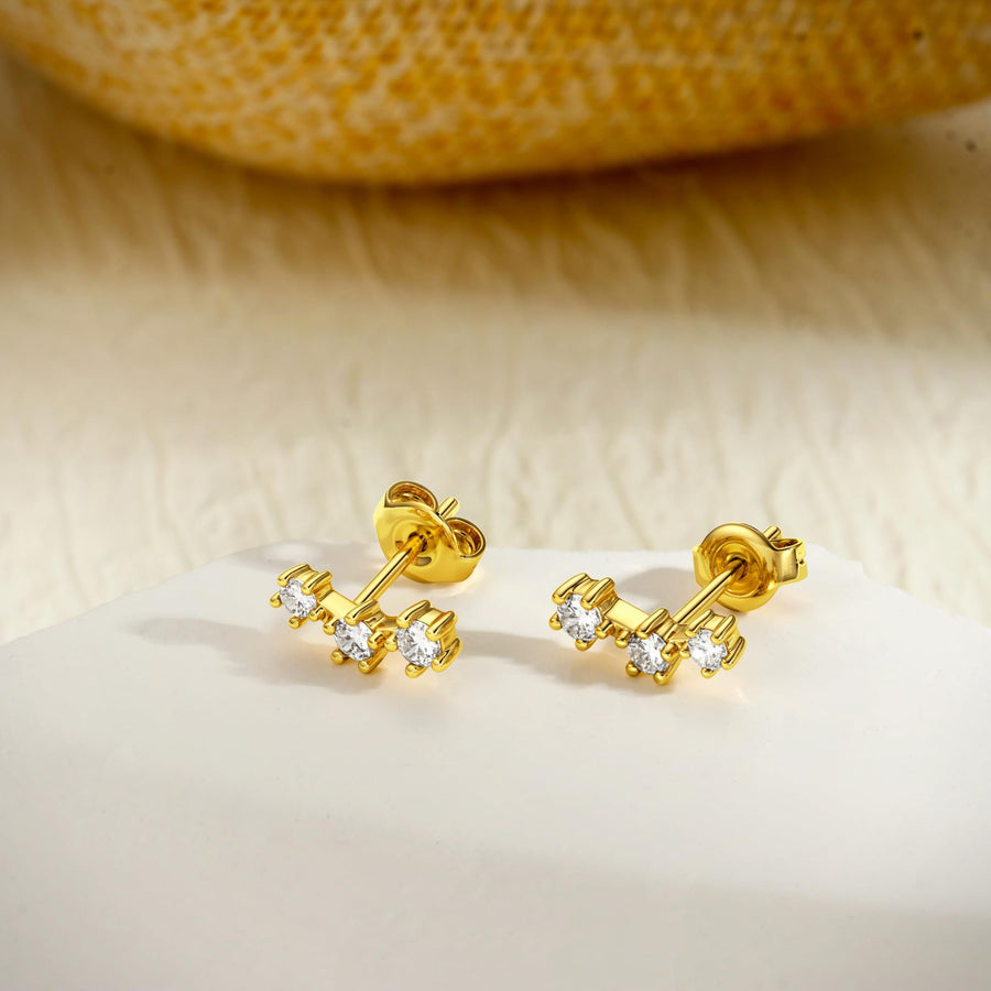 Womens Brass Earrings Set with Silver Needles & Gold Plating