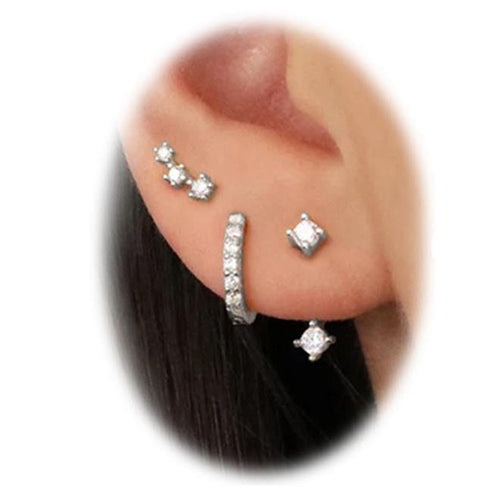 Womens Brass Earrings Set with Silver Needles & Gold Plating