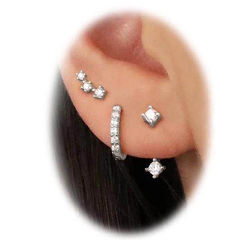 Womens Brass Earrings Set with Silver Needles & Gold Plating