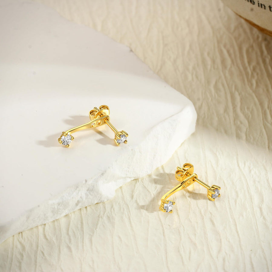 Womens Brass Earrings Set with Silver Needles & Gold Plating