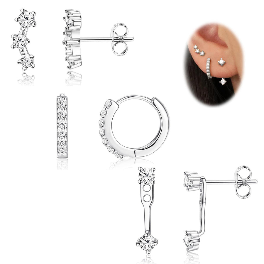 Womens Brass Earrings Set with Silver Needles & Gold Plating
