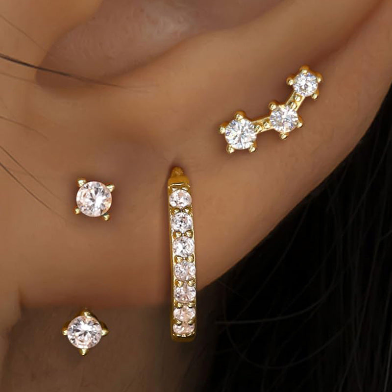 Womens Brass Earrings Set with Silver Needles & Gold Plating