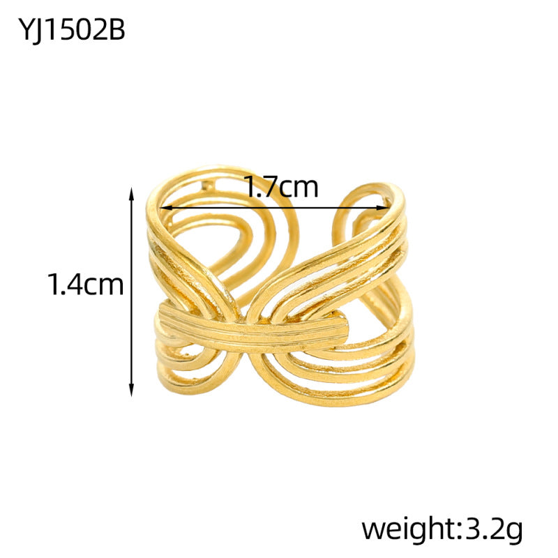 Irregular Geometric Stainless Steel Ring - Unique Style