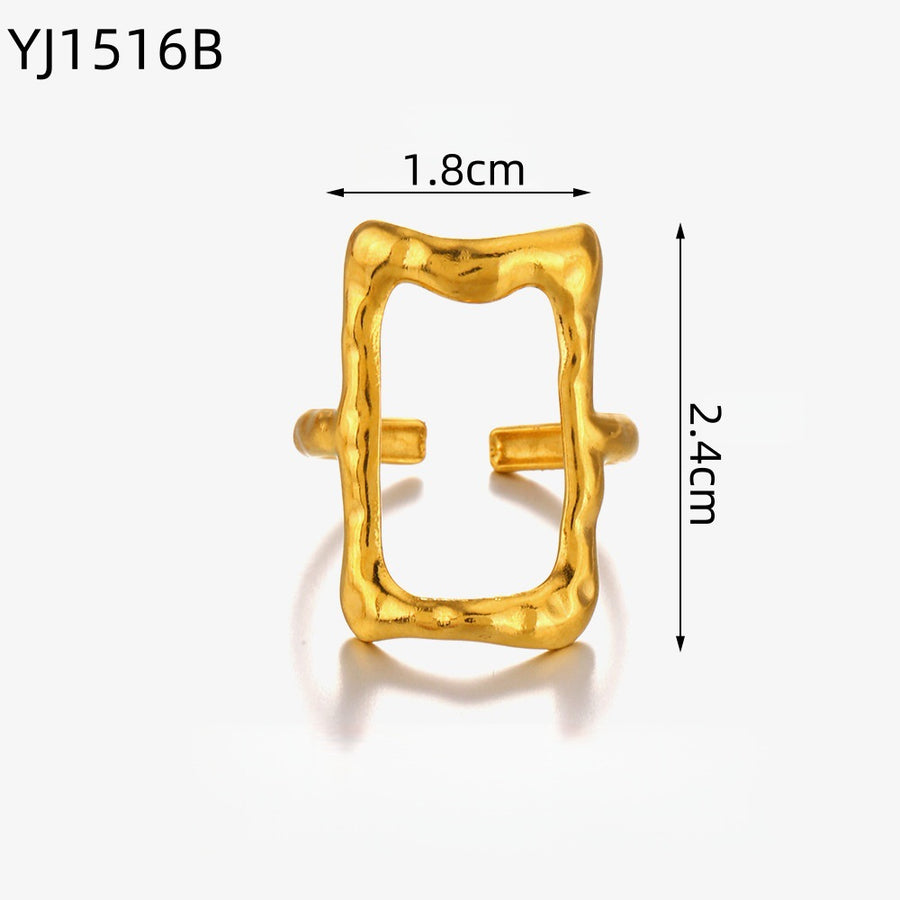 Irregular Geometric Stainless Steel Ring - Unique Style