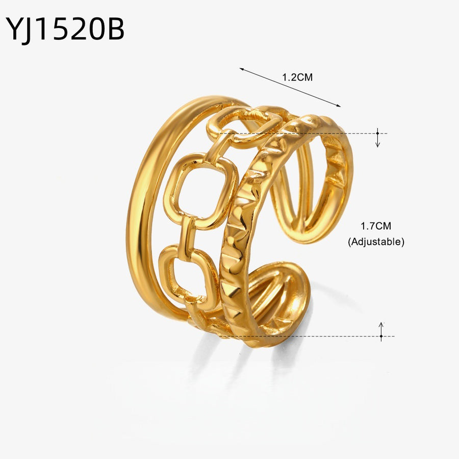Irregular Geometric Stainless Steel Ring - Unique Style