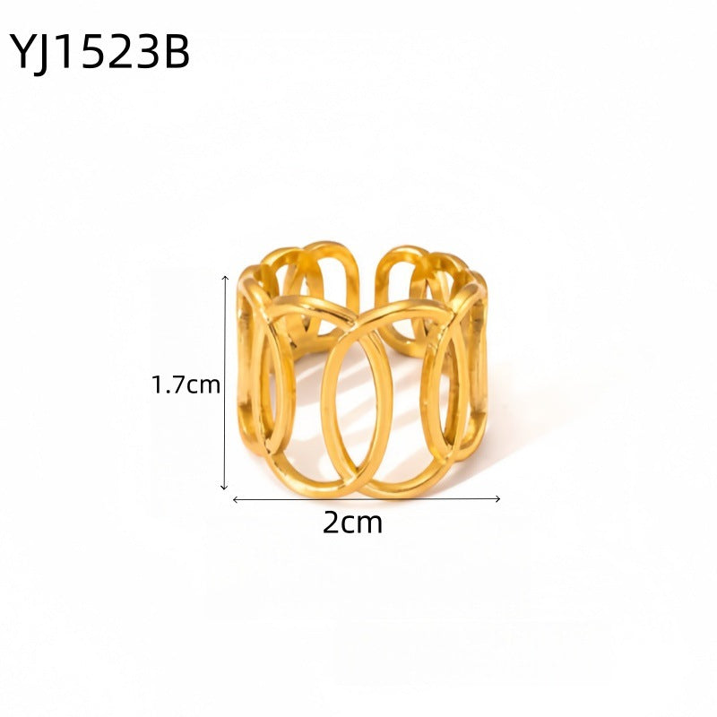 Irregular Geometric Stainless Steel Ring - Unique Style