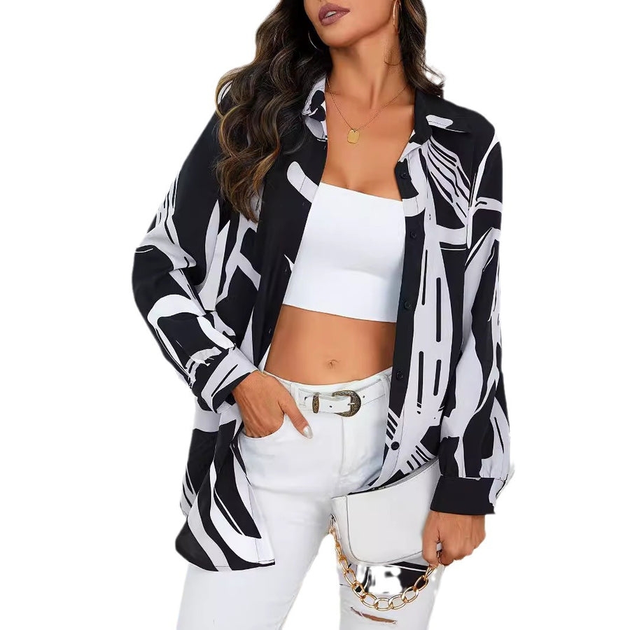 Long Casual Printed Blouse for Women - Effortless Style