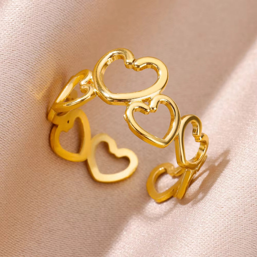 Geometric Stainless Steel Adjustable Ring for Women