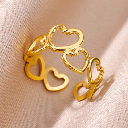 Geometric Stainless Steel Adjustable Ring for Women