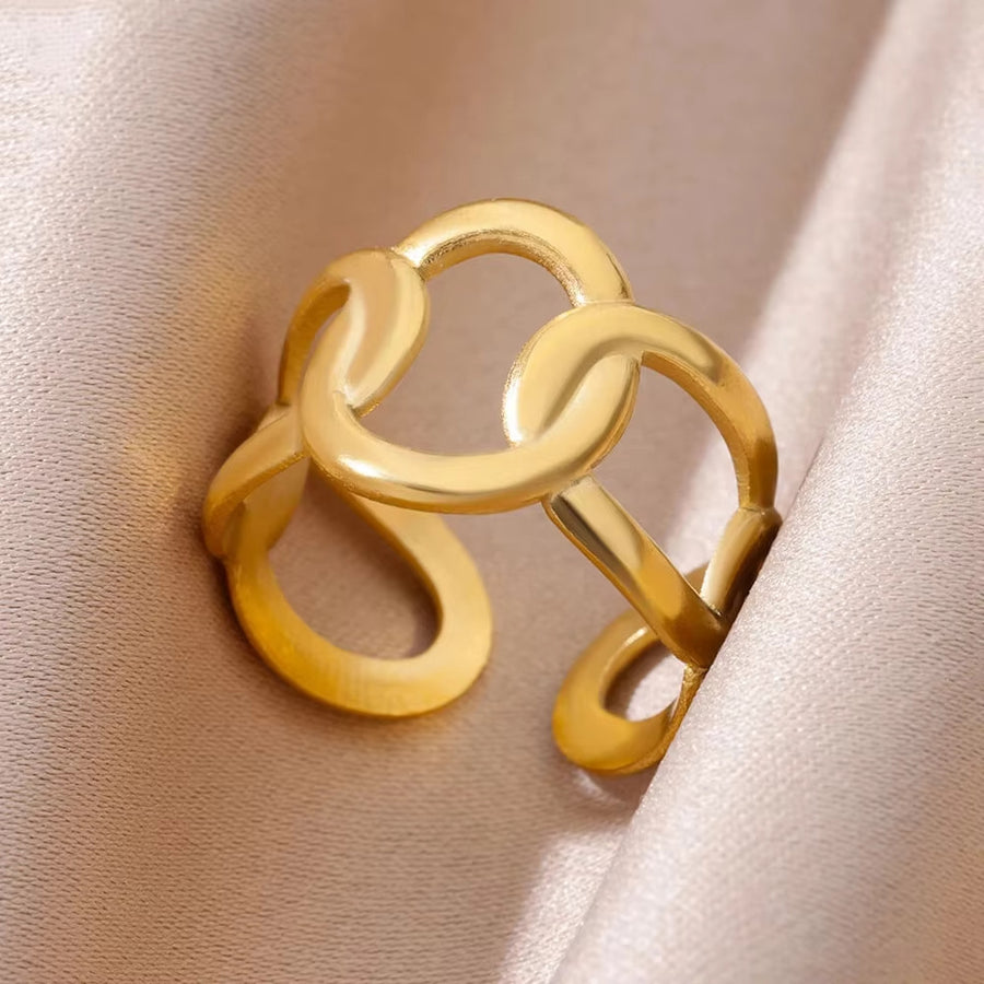 Geometric Stainless Steel Adjustable Ring for Women