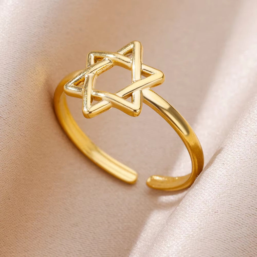 Geometric Stainless Steel Adjustable Ring for Women