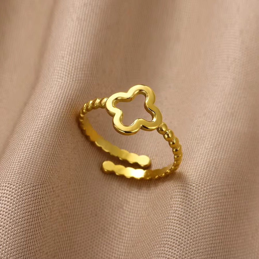 Geometric Stainless Steel Adjustable Ring for Women