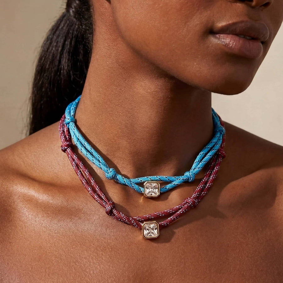 Double-Rope Knotted Layered Chain Necklace for Trendy Style
