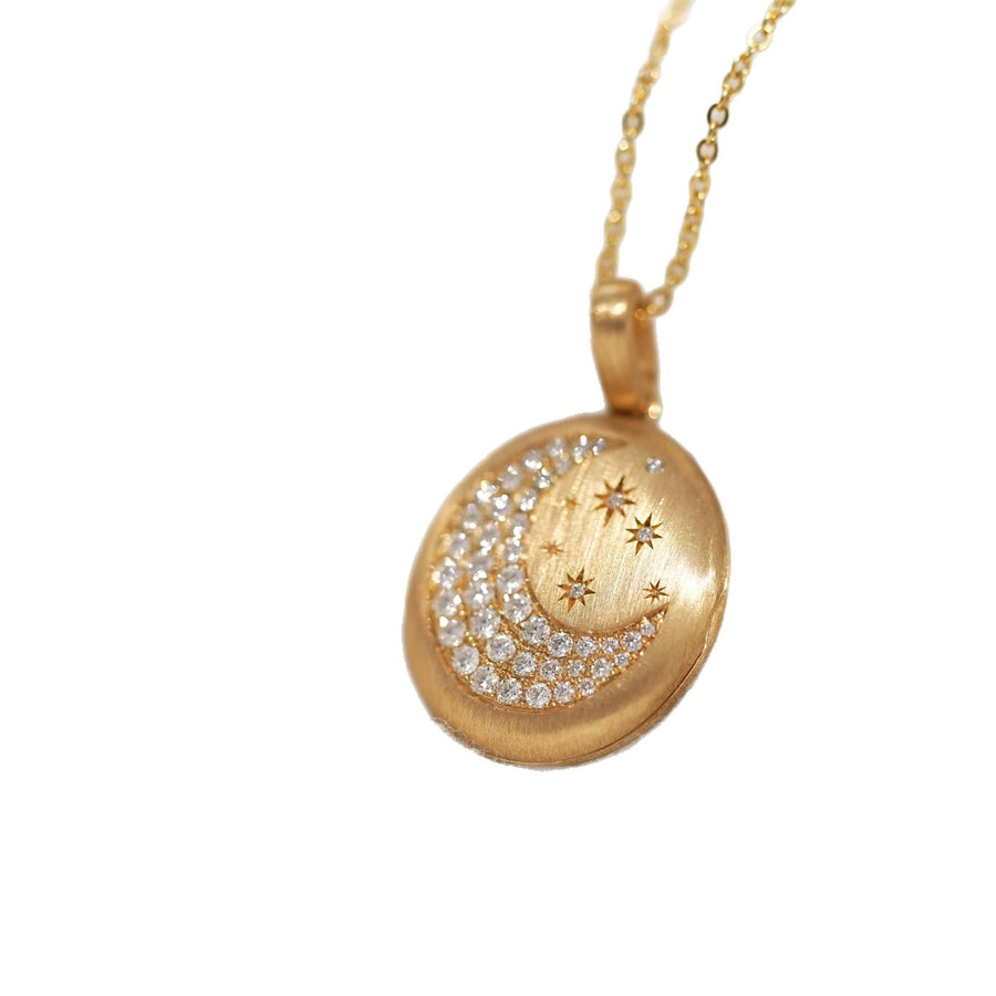 Open-and-Close Album Pendant Moon and Star Necklace
