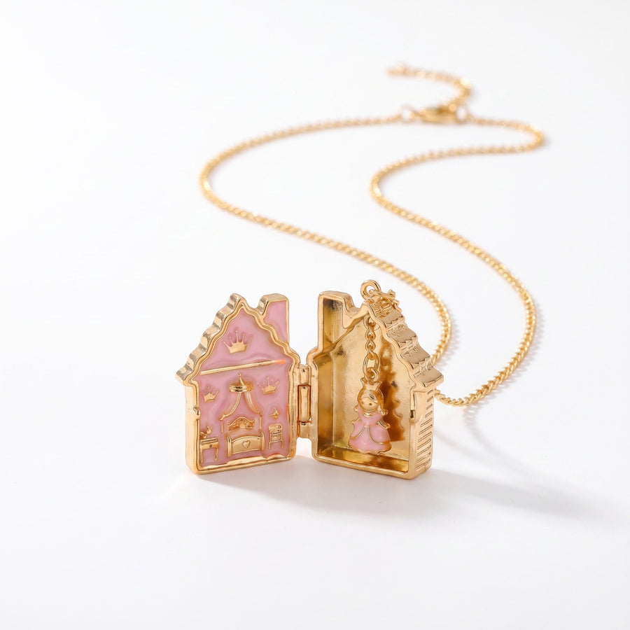 Gingerbread House Openable Pendant Necklace - Chain Necklace