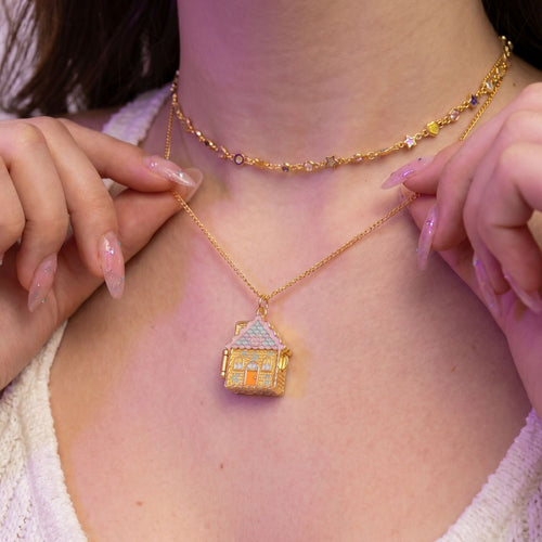 Gingerbread House Openable Pendant Necklace - Chain Necklace