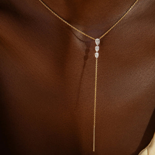 Gradient Water Drop Rhinestone Necklace Set for Women