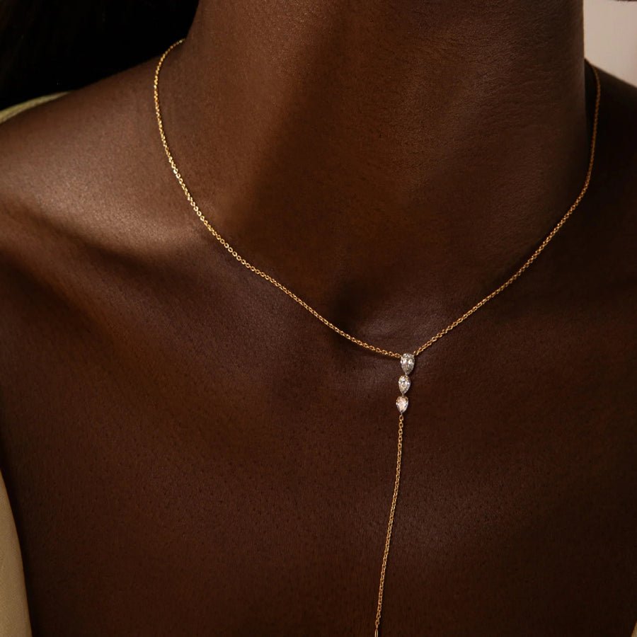 Gradient Water Drop Rhinestone Necklace Set for Women